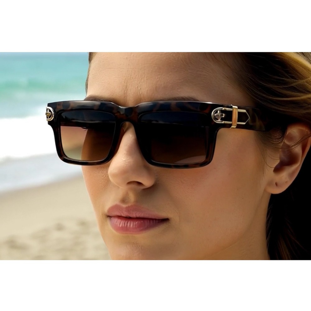 Sunglasses Women Men Sunglasses Tortoise Square Shades Hip Hop Style Small Lens